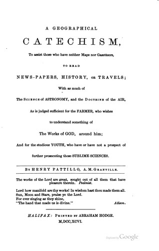 Pattillo's Geographical catechism