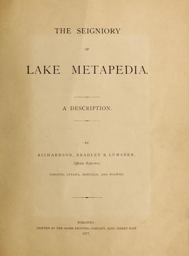 The seigniory of Lake Metapedia