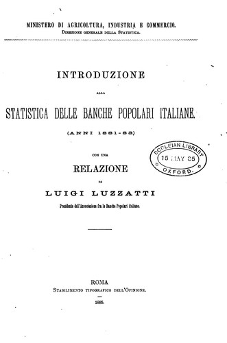 Introduzione alla statistica della banche popolari italiane, 1881-83