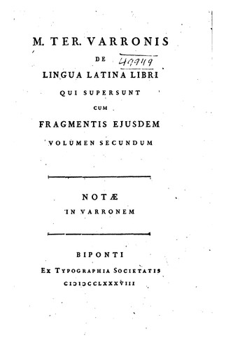 M. Ter. Varronis De lingua Latina libri qui supersunt: cum fragmentis ejusdem