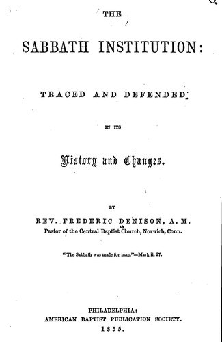 The Sabbath institution