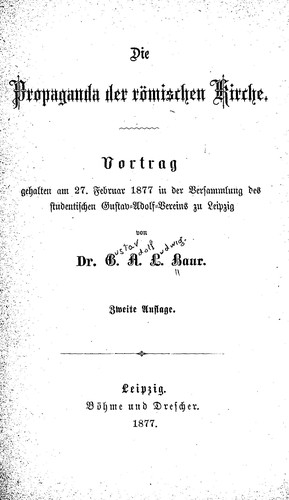 Die Propaganda der romischen Kirche