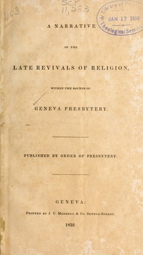 Narrative of the late revivals of religion within the bounds of Geneva Presbytery