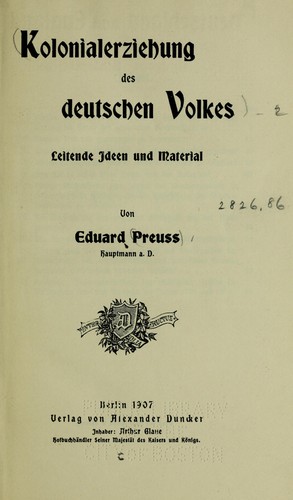 Kolonialerziehung des deutschen Volkes