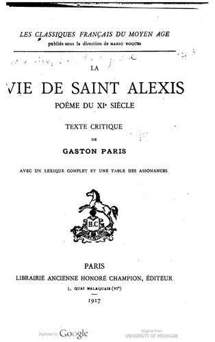 La vie de Saint Alexis