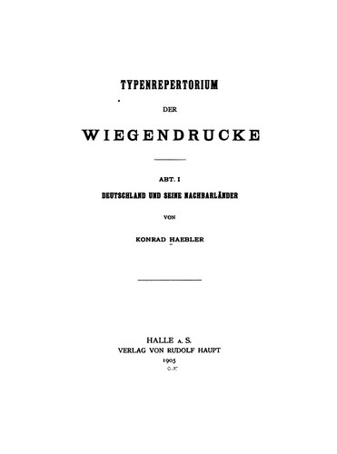 Typenrepertorium der wiegendrucke