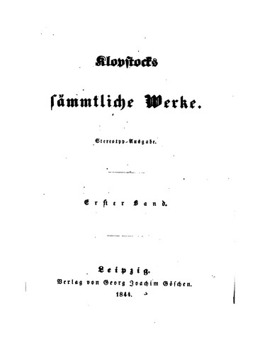 Klopstocks sämmtliche Werke