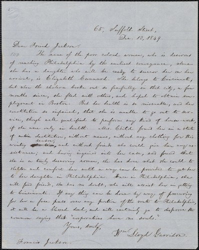 [Letter to] Dear Friend Jackson