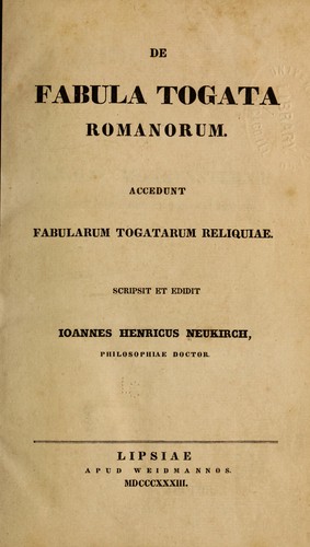 De fabula togata Romanorum