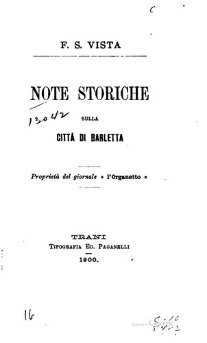 Note storiche sulla città di Barletta