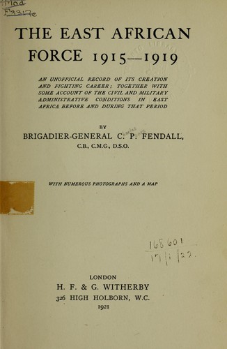 The East African force, 1915-1919