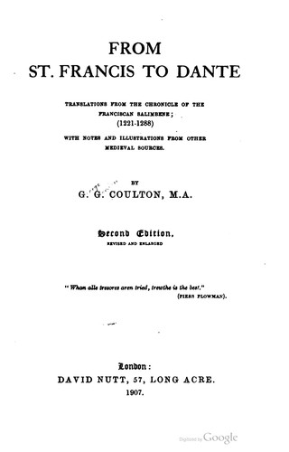 From St. Francis to Dante: translations from the chronicle of the Franciscan Salimbene, 1221-1288