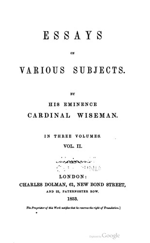 Essays on various subjects