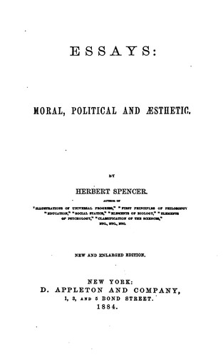 Essays, Moral, Political and Aesthetic