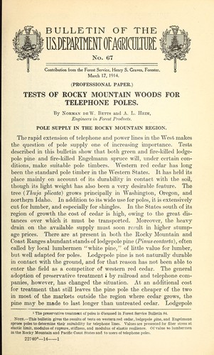 Tests of Rocky Mountain woods for telephone poles