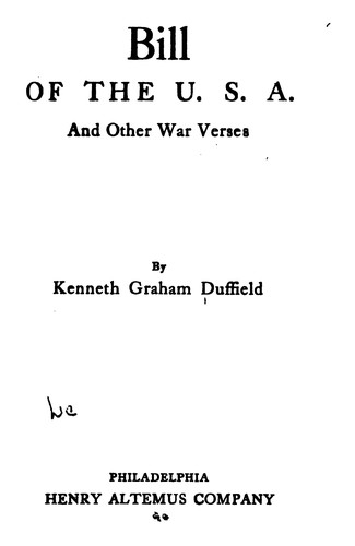 Bill of the U.S.A., and other war verses