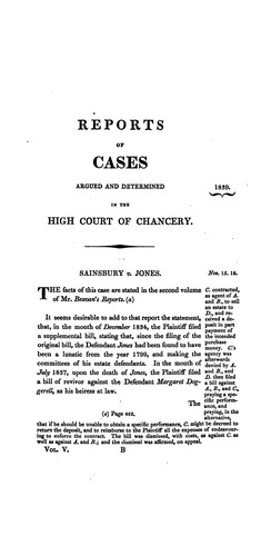Reports of Cases Argued and Determined in the High Court of Chancery: During the Time of Lord ...