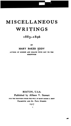 Miscellaneous Writings, 1883-1896