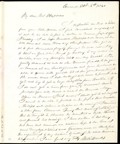 [Letter to] My dear Mrs. Chapman