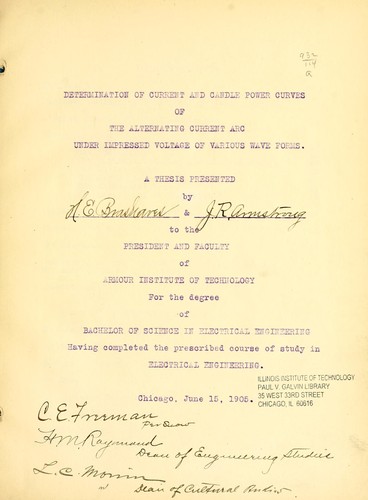 Determination of current and candle power curves of the alternating current arc under impressed voltage of various wave forms