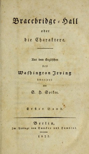 Bracebridge-hall, oder, Die Charaktere