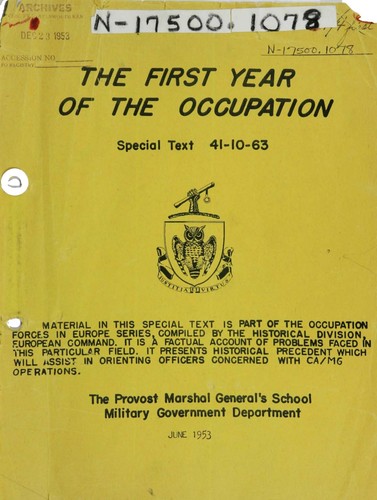 First Year Of The Occupation, Special Text  41-10-63