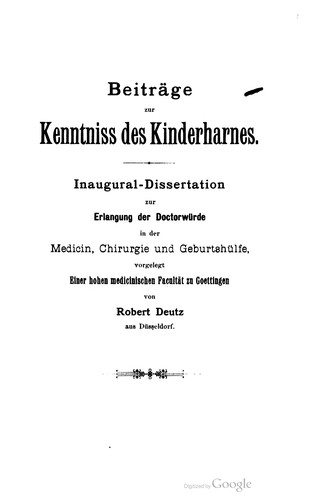 Beiträge zur Kenntniss des Kinderharnes