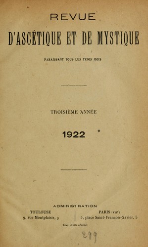Revue d'ascétique et de mystique