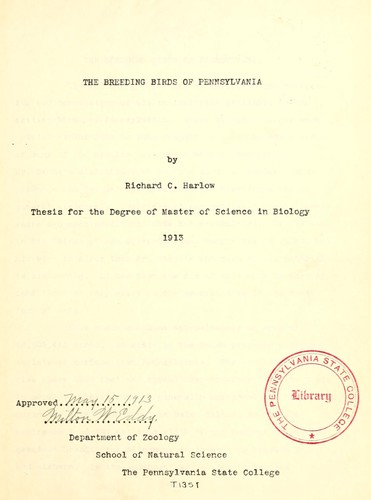 The breeding birds of Pennsylvania.