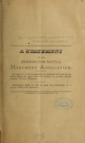 A statement by the Bennington battle monument association
