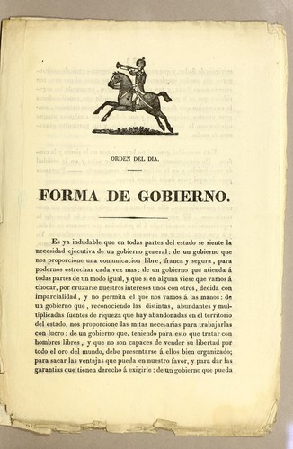 Orden del dia. Forma de gobierno
