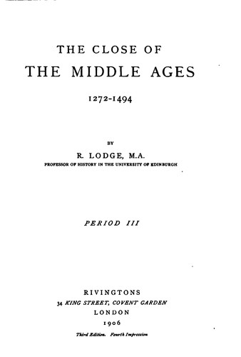 The Close of the Middle Ages, 1272-1494