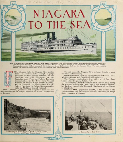 Niagara to the sea. Thousand Islands, Rapids, Montreal, Quebec, Saguenay River