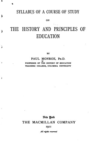 Syllabus of a course of study on the history and principles of education