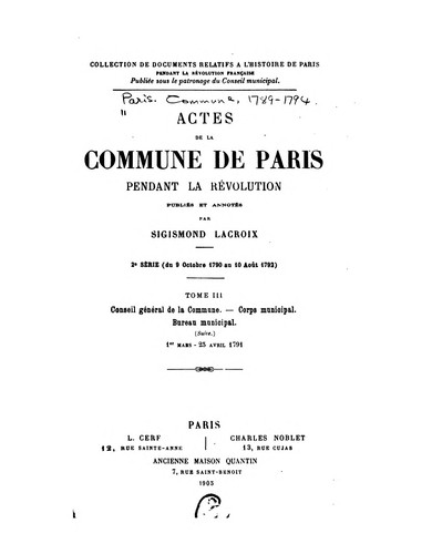 Actes de la Commune de Paris pendant la Révolution