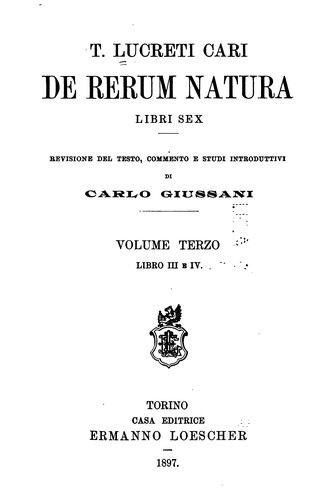 T. Lucreti Cari De rerum natura libri six