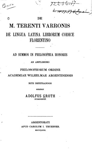 De M. Terenti Varronis de lingua latina librorum codice Florentino
