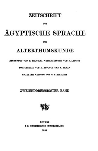 Zeitschrift für ägyptische Sprache und Altertumskunde