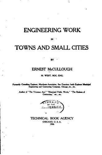 Engineering Work in Towns and Small Cities