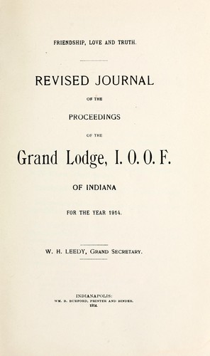 Revised journal of proceedings of the Grand Lodge, I.O.O.F. of Indiana