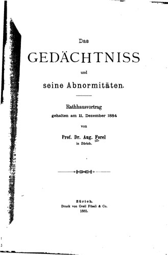 Das Gedächtniss und seine Abnormitäten