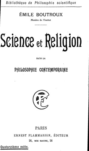 Science et religion dans la philosophie contemporaine