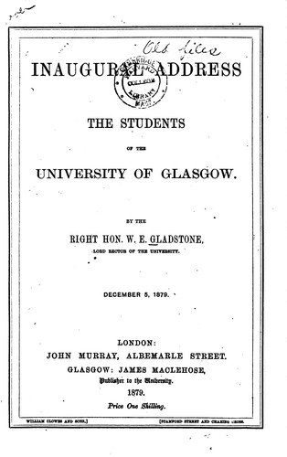 Inaugural Address to the Students of the University of Glasgow