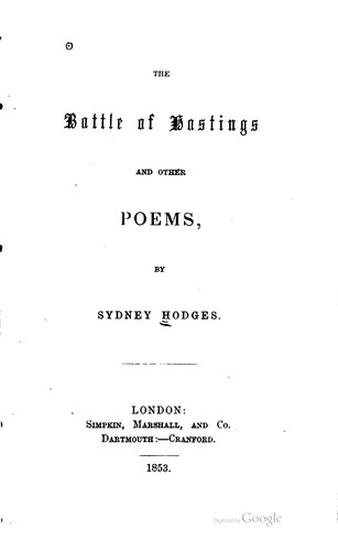 The Battle of Hastings and Other Poems