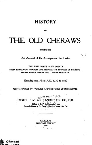 History of the old Cheraws