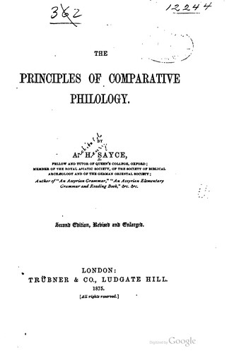 The principles of comparative philology