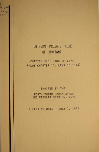 Uniform probate code of Montana