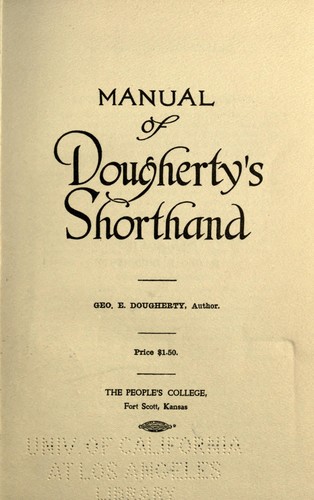 Manual of Dougherty's shorthand