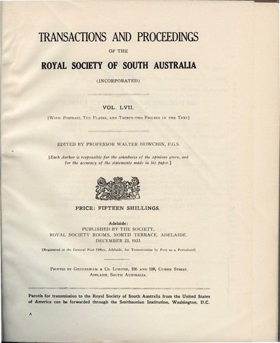 Transactions and proceedings of the Royal Society of South Australia (Incorporated)