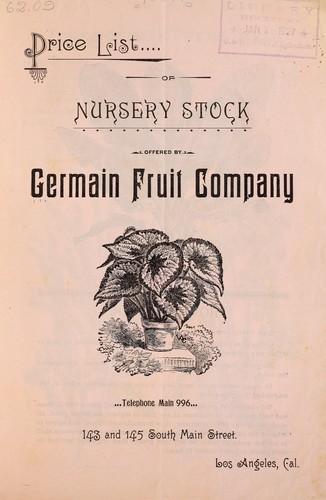 Price list of nursery stock